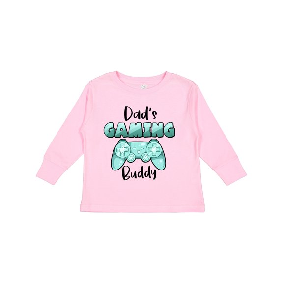 Inktastic Dad's Gaming Buddy- Aqua Controller Boys or Girls Long Sleeve Toddler T-Shirt