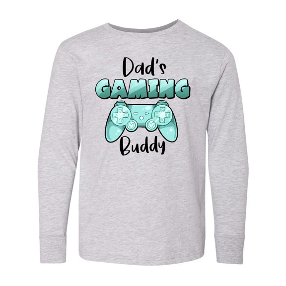 Inktastic Dad's Gaming Buddy- Aqua Controller Long Sleeve Youth T-Shirt