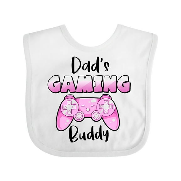 Inktastic Dad's Gaming Buddy- Pink Controller Boys or Girls Baby Bib