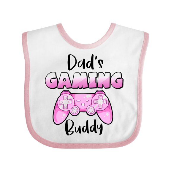 Inktastic Dad's Gaming Buddy- Pink Controller Boys or Girls Baby Bib