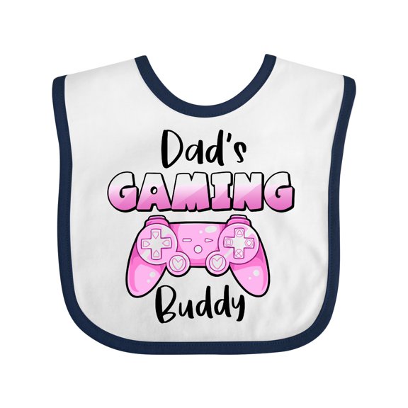 Inktastic Dad's Gaming Buddy- Pink Controller Boys or Girls Baby Bib