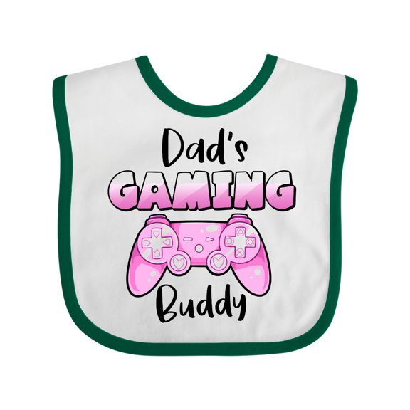 Inktastic Dad's Gaming Buddy- Pink Controller Boys or Girls Baby Bib
