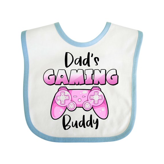 Inktastic Dad's Gaming Buddy- Pink Controller Boys or Girls Baby Bib