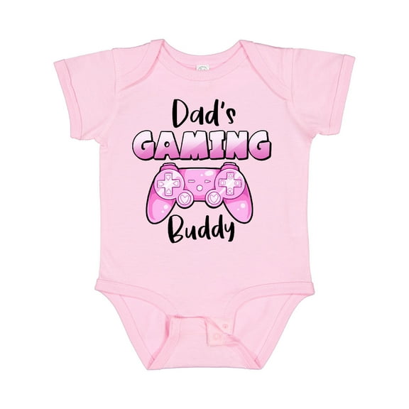 Inktastic Dad's Gaming Buddy Pink Controller Boys or Girls Baby Bodysuit