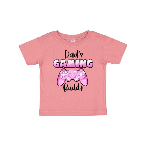 Inktastic Dad's Gaming Buddy- Pink Controller Boys or Girls Baby T-Shirt