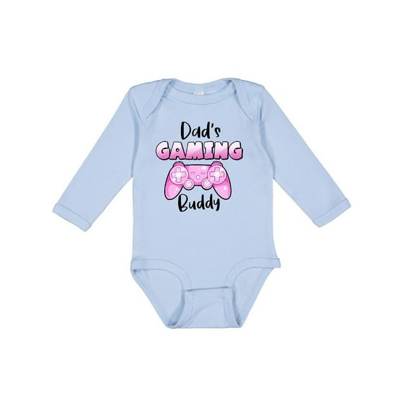 Inktastic Dad's Gaming Buddy- Pink Controller Boys or Girls Long Sleeve Baby Bodysuit