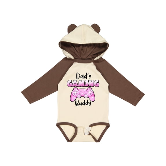 Inktastic Dad's Gaming Buddy- Pink Controller Boys or Girls Long Sleeve Baby Bodysuit