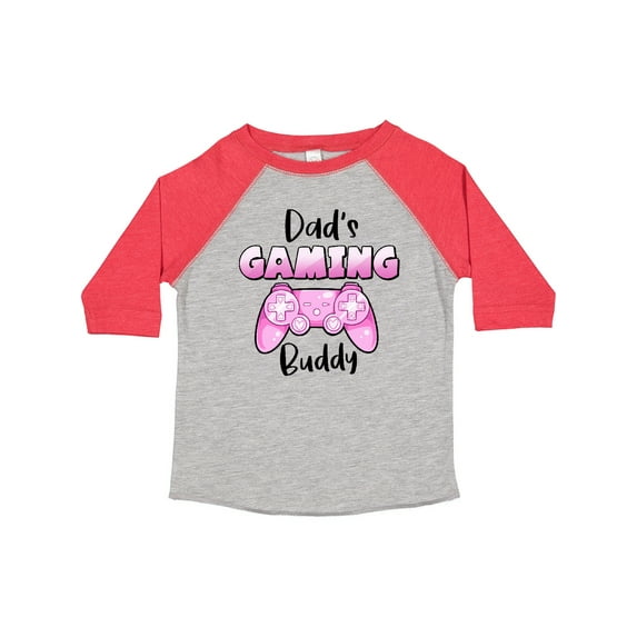 Inktastic Dad's Gaming Buddy- Pink Controller Boys or Girls Toddler T-Shirt