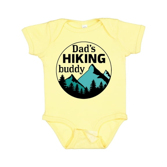 Inktastic Dad's Hiking Buddy with Mountains and Trees Boys or Girls Baby Bodysuit