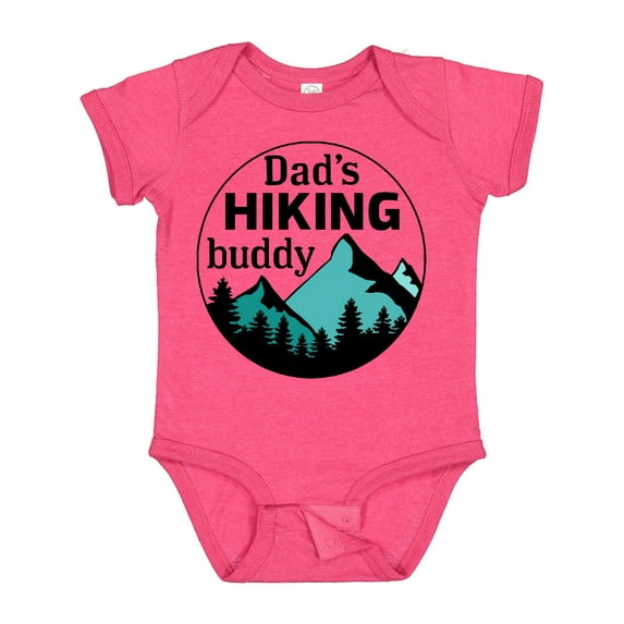 Inktastic Dad's Hiking Buddy with Mountains and Trees Boys or Girls Baby Bodysuit