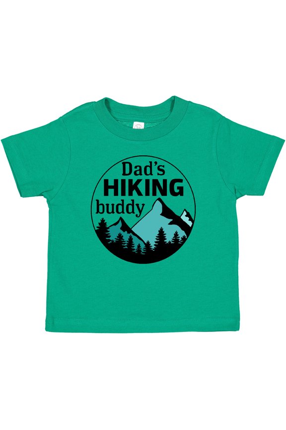 Dad's Hiking Buddy with Mountains and Trees Boys or Girls Baby T-Shirt