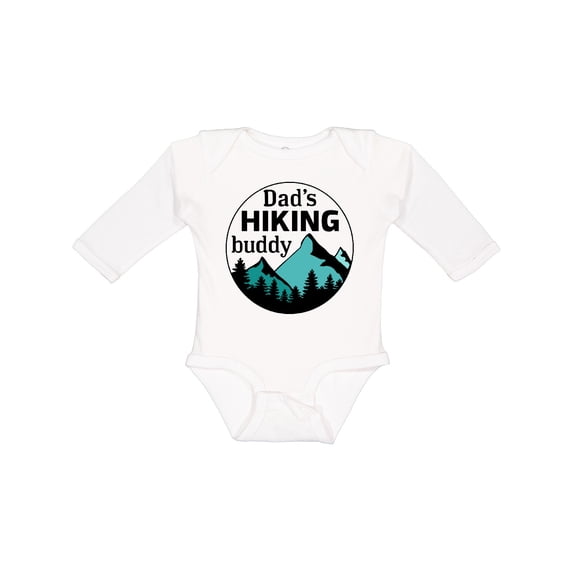 Inktastic Dad's Hiking Buddy with Mountains and Trees Boys or Girls Long Sleeve Baby Bodysuit