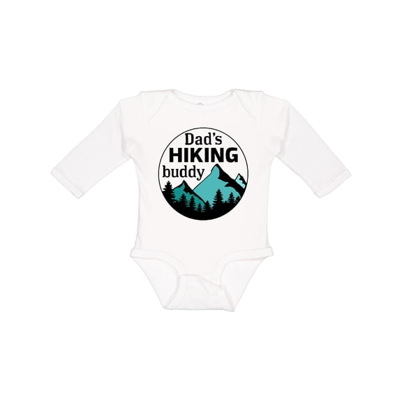 Inktastic Dad's Hiking Buddy with Mountains and Trees Boys or Girls Long Sleeve Baby Bodysuit