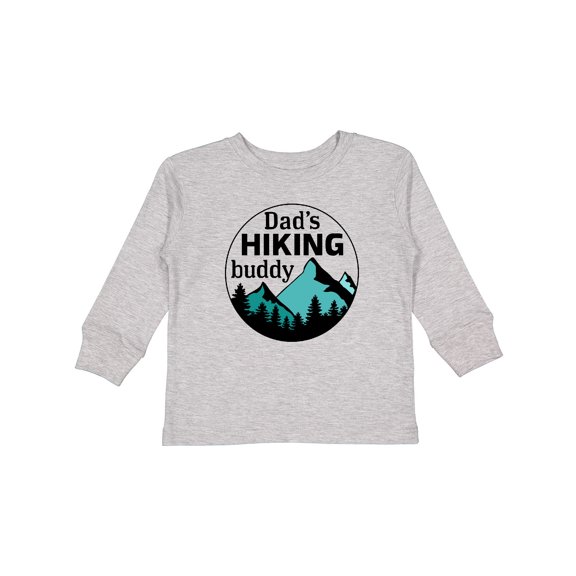 Inktastic Dad's Hiking Buddy with Mountains and Trees Boys or Girls Long Sleeve Toddler T-Shirt