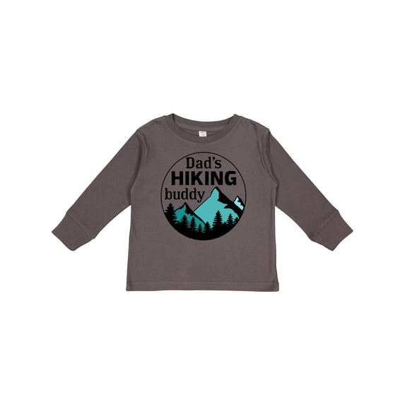 Inktastic Dad's Hiking Buddy with Mountains and Trees Boys or Girls Long Sleeve Toddler T-Shirt