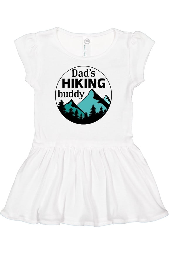 Dad's Hiking Buddy with Mountains and Trees Girls Baby Dress
