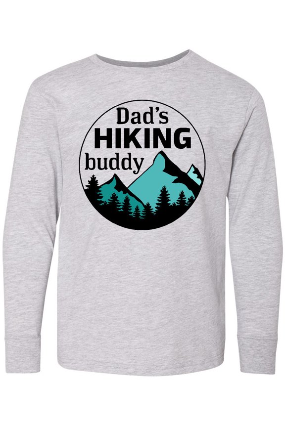 Dad's Hiking Buddy with Mountains and Trees Long Sleeve Youth T-Shirt