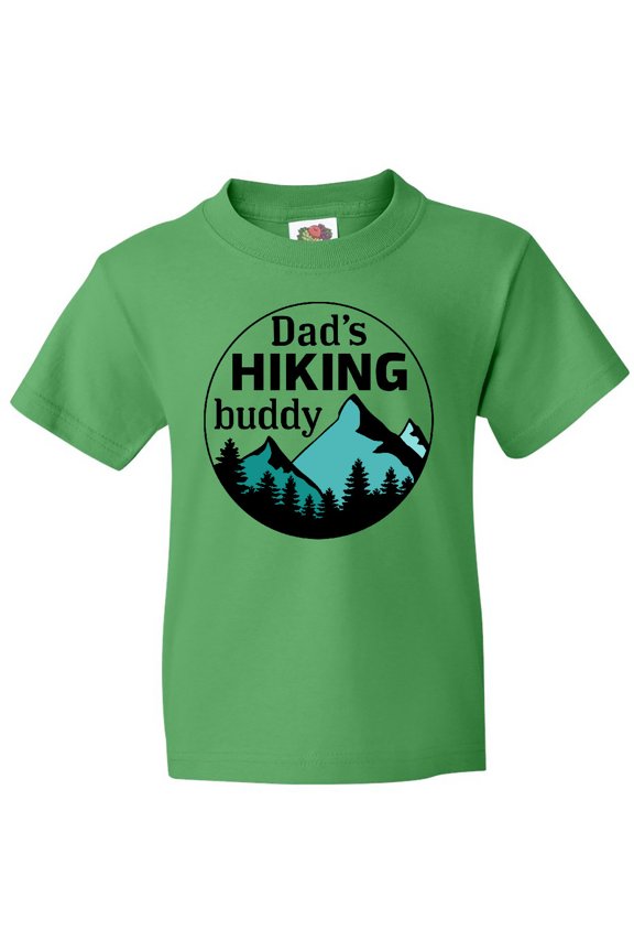Dad's Hiking Buddy with Mountains and Trees Youth T-Shirt