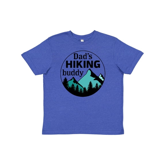 Inktastic Dad's Hiking Buddy with Mountains and Trees Youth T-Shirt