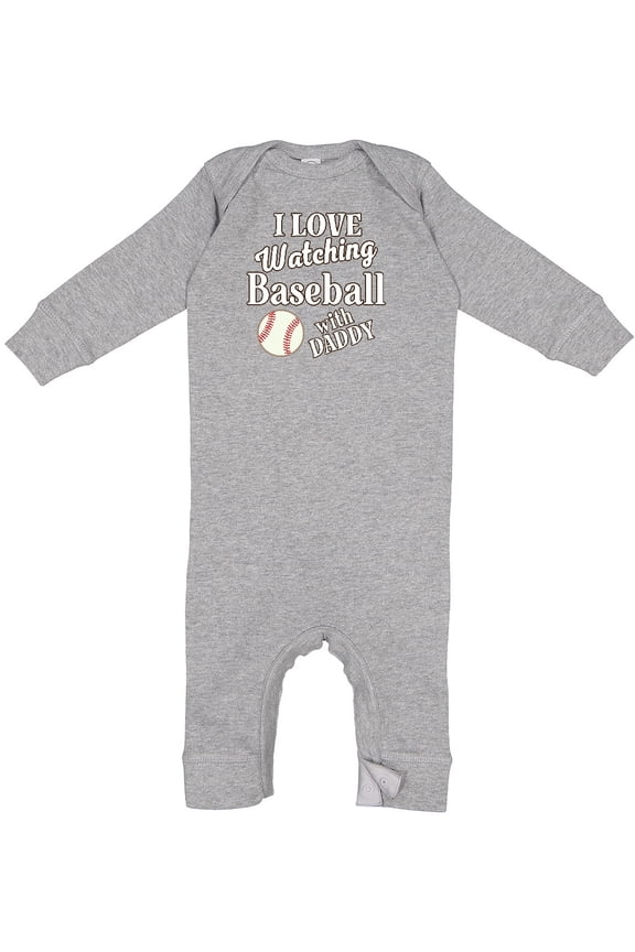 Daddy Baseball Grandson Baby Romper Coveralls