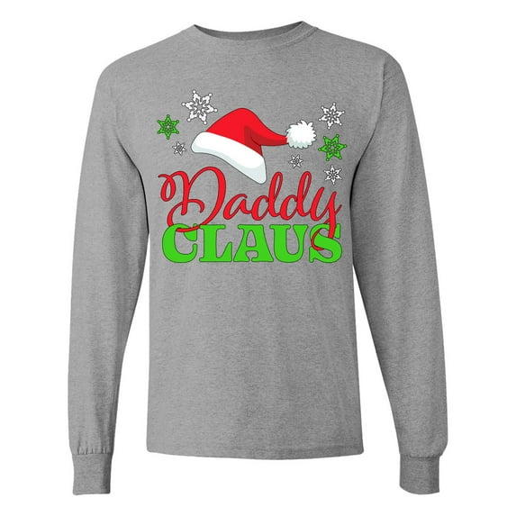 Inktastic Daddy Claus with Christmas Santa Hat and Snowflakes Long Sleeve T-Shirt