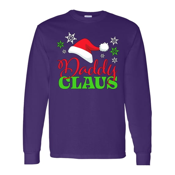 Inktastic Daddy Claus with Christmas Santa Hat and Snowflakes Long Sleeve T-Shirt