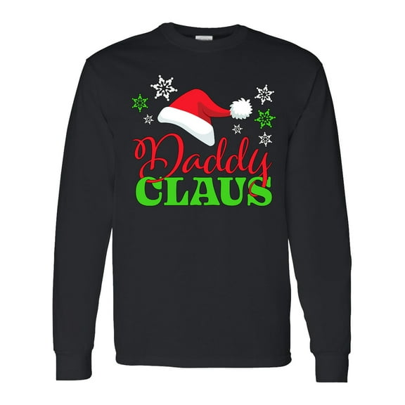 Inktastic Daddy Claus with Christmas Santa Hat and Snowflakes Long Sleeve T-Shirt