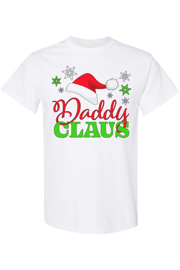Daddy Claus with Christmas Santa Hat and Snowflakes T-Shirt