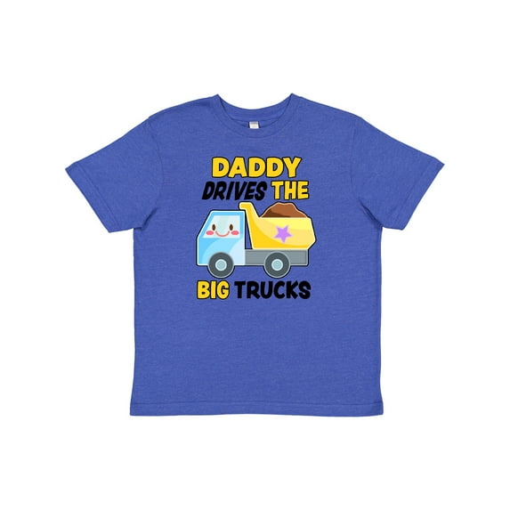 Inktastic Daddy Drives The Big Trucks with Dump Truck Youth T-Shirt