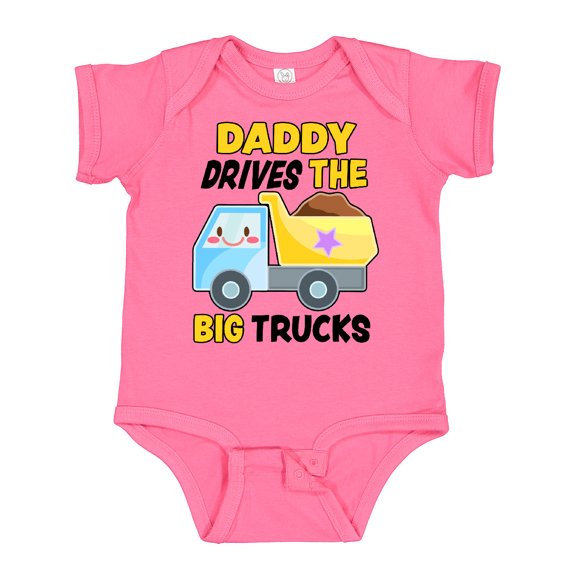 Inktastic Daddy Drives the Big Trucks with Dump Truck Boys or Girls Baby Bodysuit