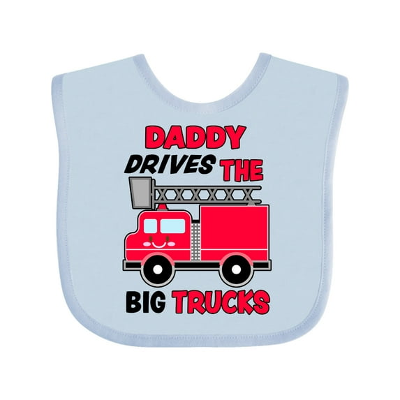 Inktastic Daddy Drives the Big Trucks with Fire Truck Boys or Girls Baby Bib