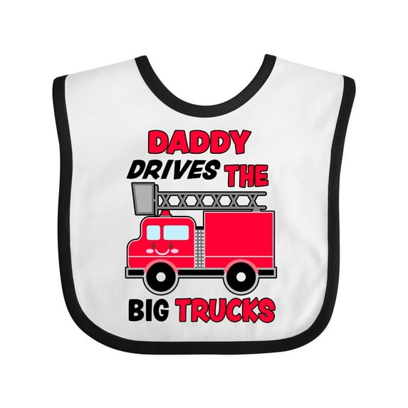 Inktastic Daddy Drives the Big Trucks with Fire Truck Boys or Girls Baby Bib