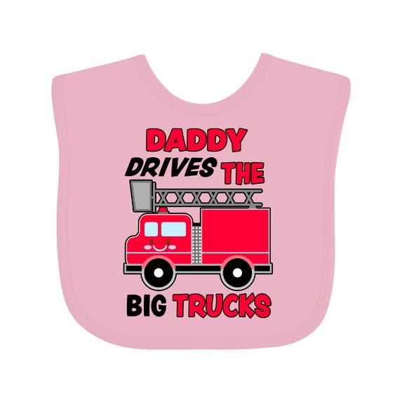 Inktastic Daddy Drives the Big Trucks with Fire Truck Boys or Girls Baby Bib