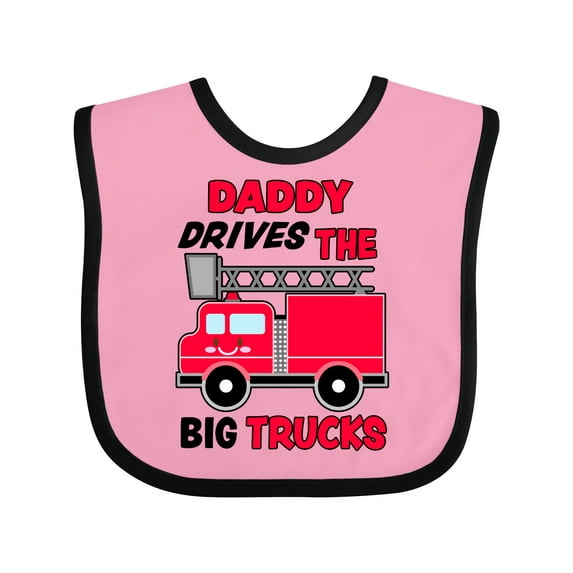 Inktastic Daddy Drives the Big Trucks with Fire Truck Boys or Girls Baby Bib
