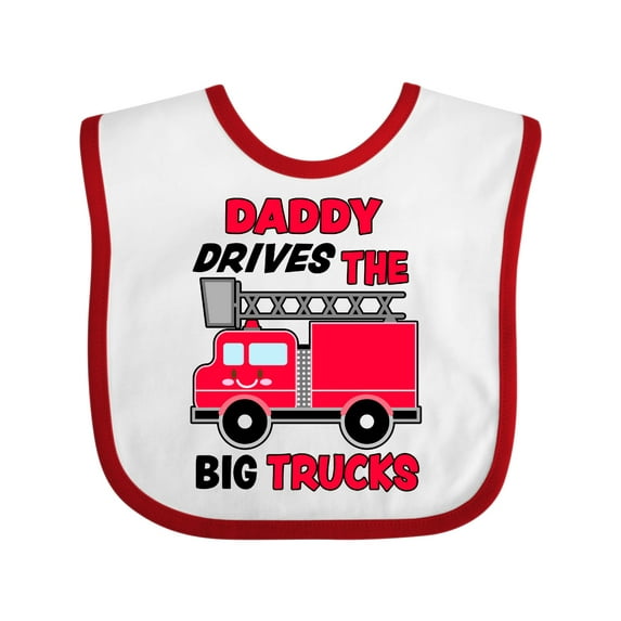 Inktastic Daddy Drives the Big Trucks with Fire Truck Boys or Girls Baby Bib