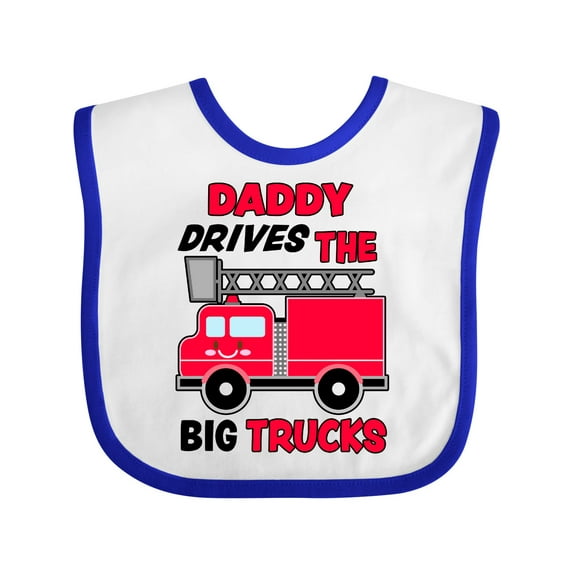 Inktastic Daddy Drives the Big Trucks with Fire Truck Boys or Girls Baby Bib