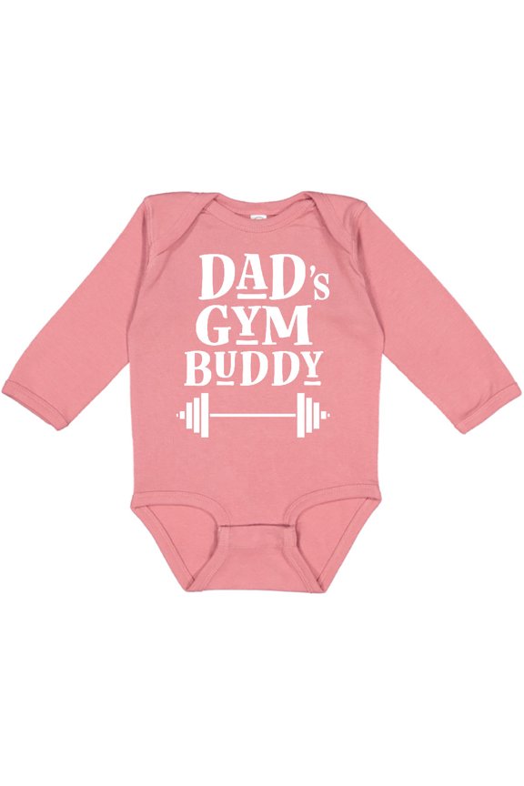 Daddy Gym Buddy Workout Fitness Boys or Girls Long Sleeve Baby Bodysuit