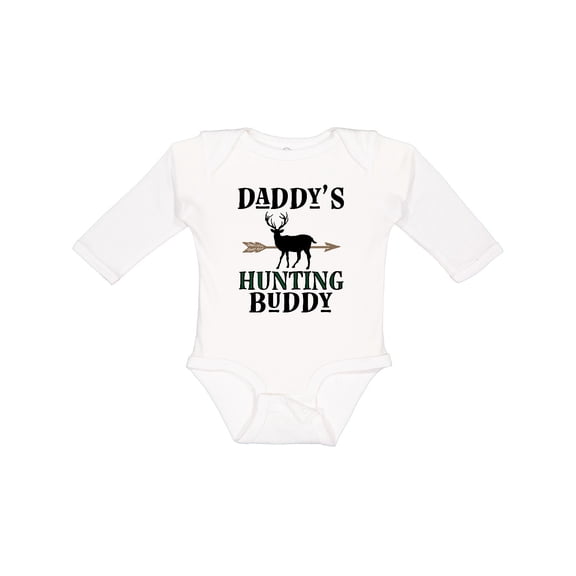 Inktastic Daddy Hunting Buddy Bow Hunter Boys Long Sleeve Baby Bodysuit