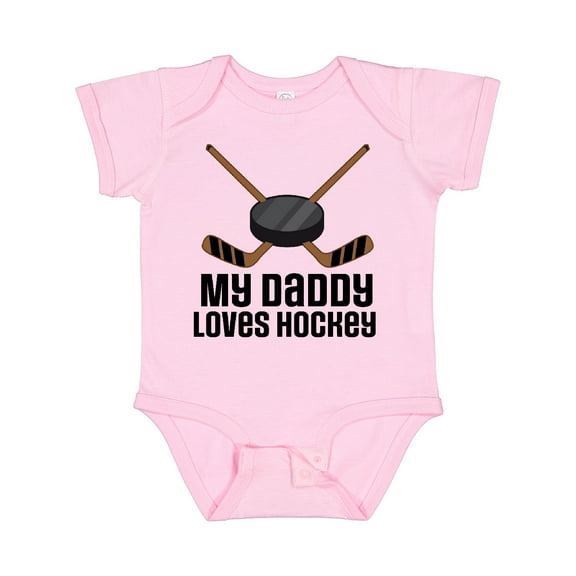 Inktastic Daddy Loves Hockey Sports Boys or Girls Baby Bodysuit