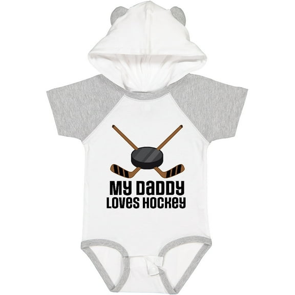 Inktastic Daddy Loves Hockey Sports Boys or Girls Baby Bodysuit