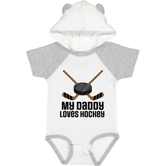 Inktastic Daddy Loves Hockey Sports Boys or Girls Baby Bodysuit