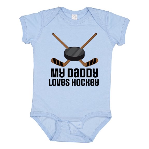 Inktastic Daddy Loves Hockey Sports Boys or Girls Baby Bodysuit