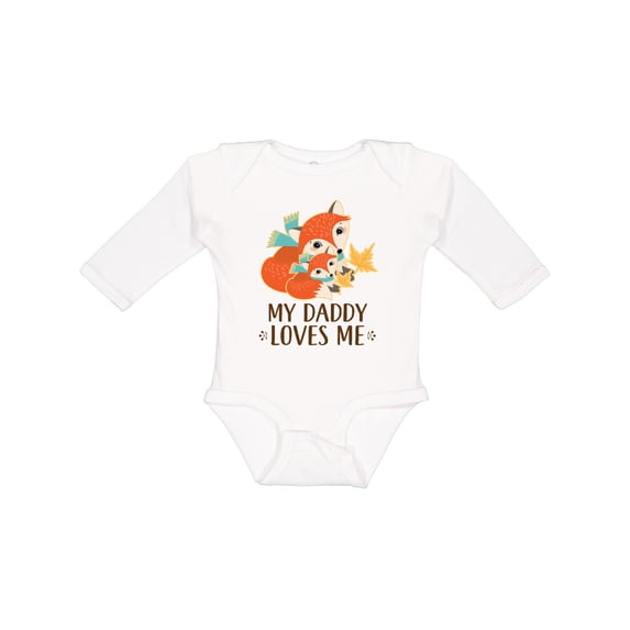 Inktastic Daddy Loves Me Woodland Fox Boys or Girls Long Sleeve Baby Bodysuit