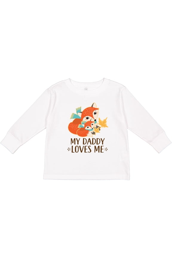 Daddy Loves Me Woodland Fox Boys or Girls Long Sleeve Toddler T-Shirt