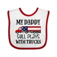 thumbnail image 1 of Inktastic Daddy Plays with Trucks Boys or Girls Baby Bib, 1 of 4