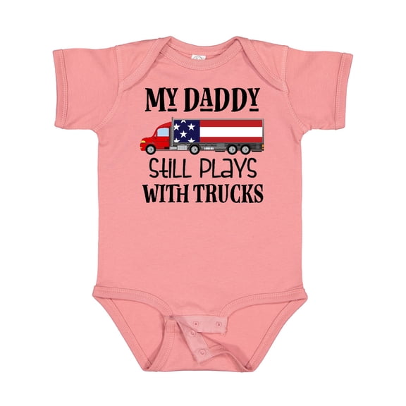 Inktastic Daddy Plays with Trucks Boys or Girls Baby Bodysuit