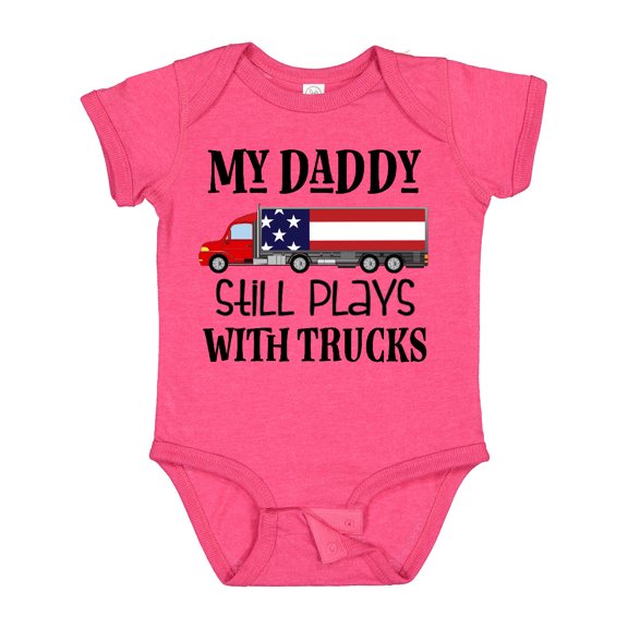 Inktastic Daddy Plays with Trucks Boys or Girls Baby Bodysuit