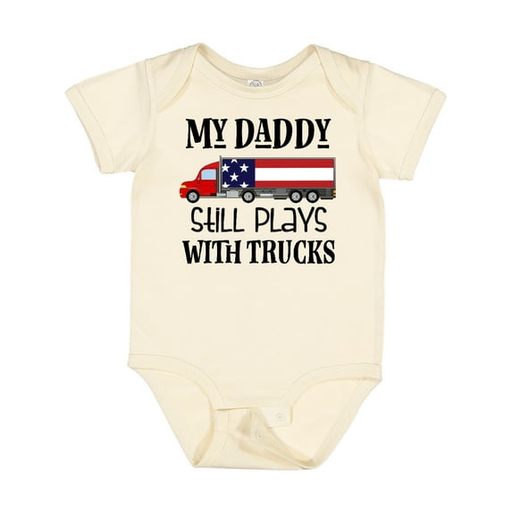 Inktastic Daddy Plays with Trucks Boys or Girls Baby Bodysuit