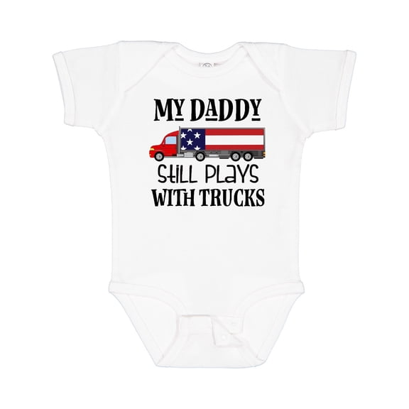 Inktastic Daddy Plays with Trucks Boys or Girls Baby Bodysuit