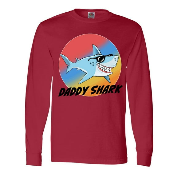 Inktastic Daddy Shark with Sunglasses and Vintage Sunset Long Sleeve T-Shirt